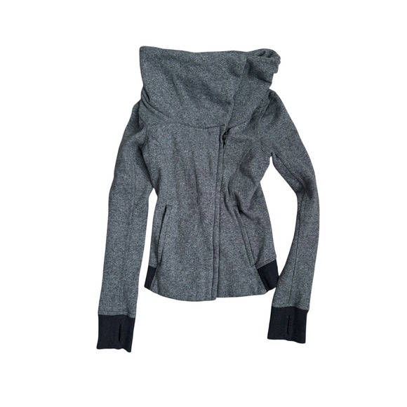 Lululemon Athletica Karmacollected Jacket Collared Gray Thumbholes Womens Size 2 - Picture 1 of 8
